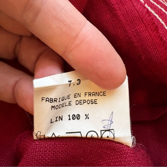 Vintage French-Made 100% Linen Red Button-Up Jacket – Size T.3 (M) - Picture 6 of 6